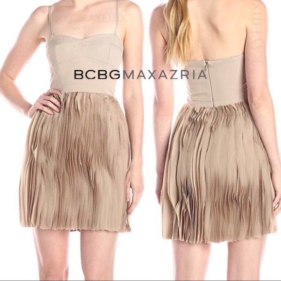 BCBGMax Azria Womens Angel The Strapless Pleated Skirt Dress